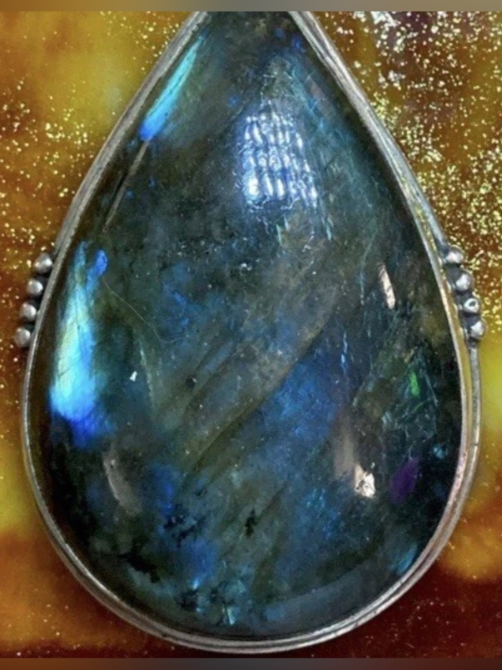 XL Labradorite Spectrolite 925 Teardrop Gemstone Pendant Blue Flash